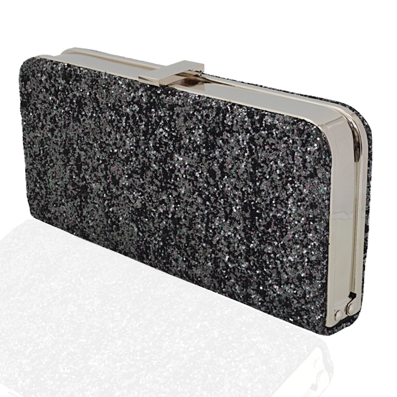 black shimmer clutch bag